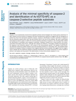 Analysis of the Minimal Specificity of Caspase-2 and Identification of Ac-VDTTD-AFC As a Caspase-2-Selective Peptide Substrate