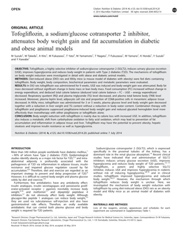 Glucose Cotransporter 2 Inhibitor, Attenuates Body Weight Gain and Fat Accumulation in Diabetic and Obese Animal Models