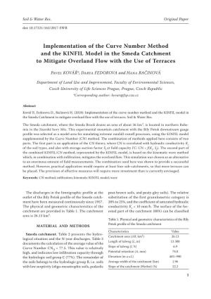 Implementation of the Curve Number Method and the KINFIL Model in the Smeda Catchment to Mitigate Overland Flow with the Use of Terraces