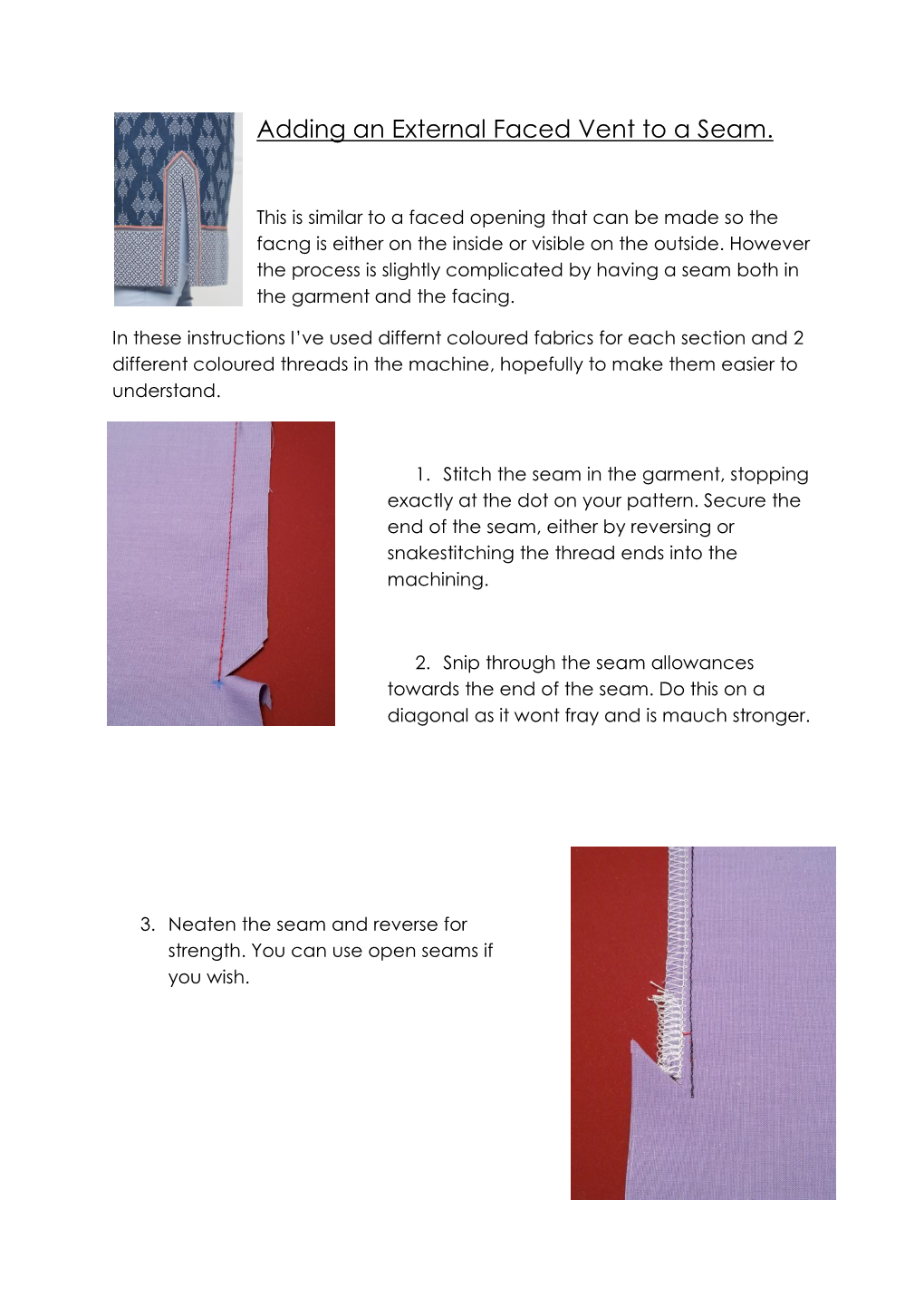 Adding an External Faced Vent to a Seam