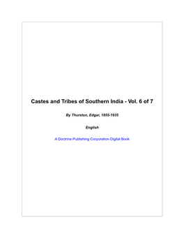 Castes and Tribes of Southern India - Vol