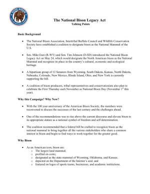 The National Bison Legacy Act Talking Points