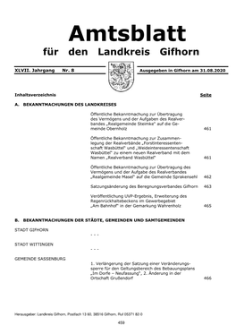 Amtsblatt Für Den Landkreis Gifhorn