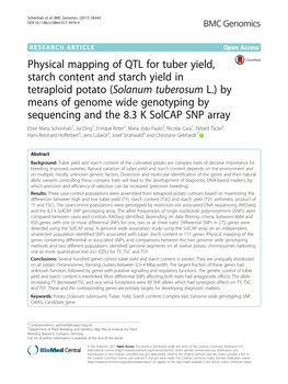 Physical Mapping of QTL for Tuber Yield