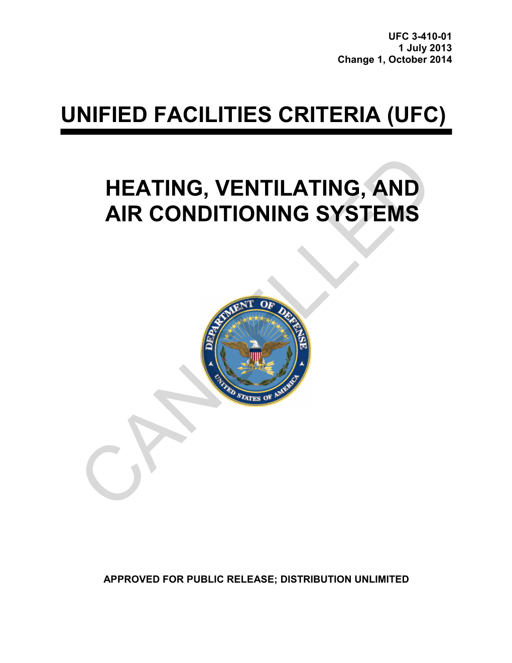 UFC 3-410-01 Heating, Ventilating, and Air Conditioning