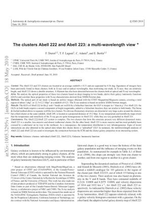 The Clusters Abell~ 222 and Abell~ 223: a Multi-Wavelength View