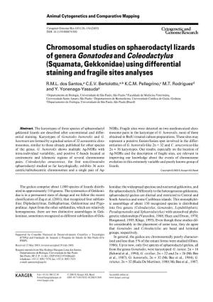 Of Genera Gonatodes and Coleodactylus (Squamata, Gekkonidae) Using Differential Staining and Fragile Sites Analyses