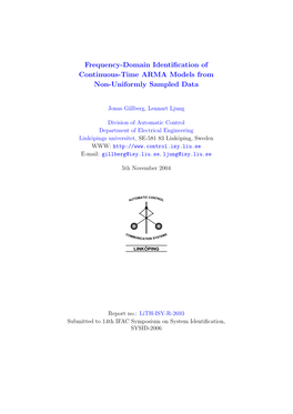 Frequency-Domain Identification of Continuous-Time ARMA Models