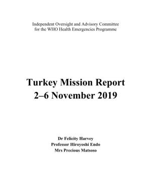 Turkey Mission Report 2–6 November 2019