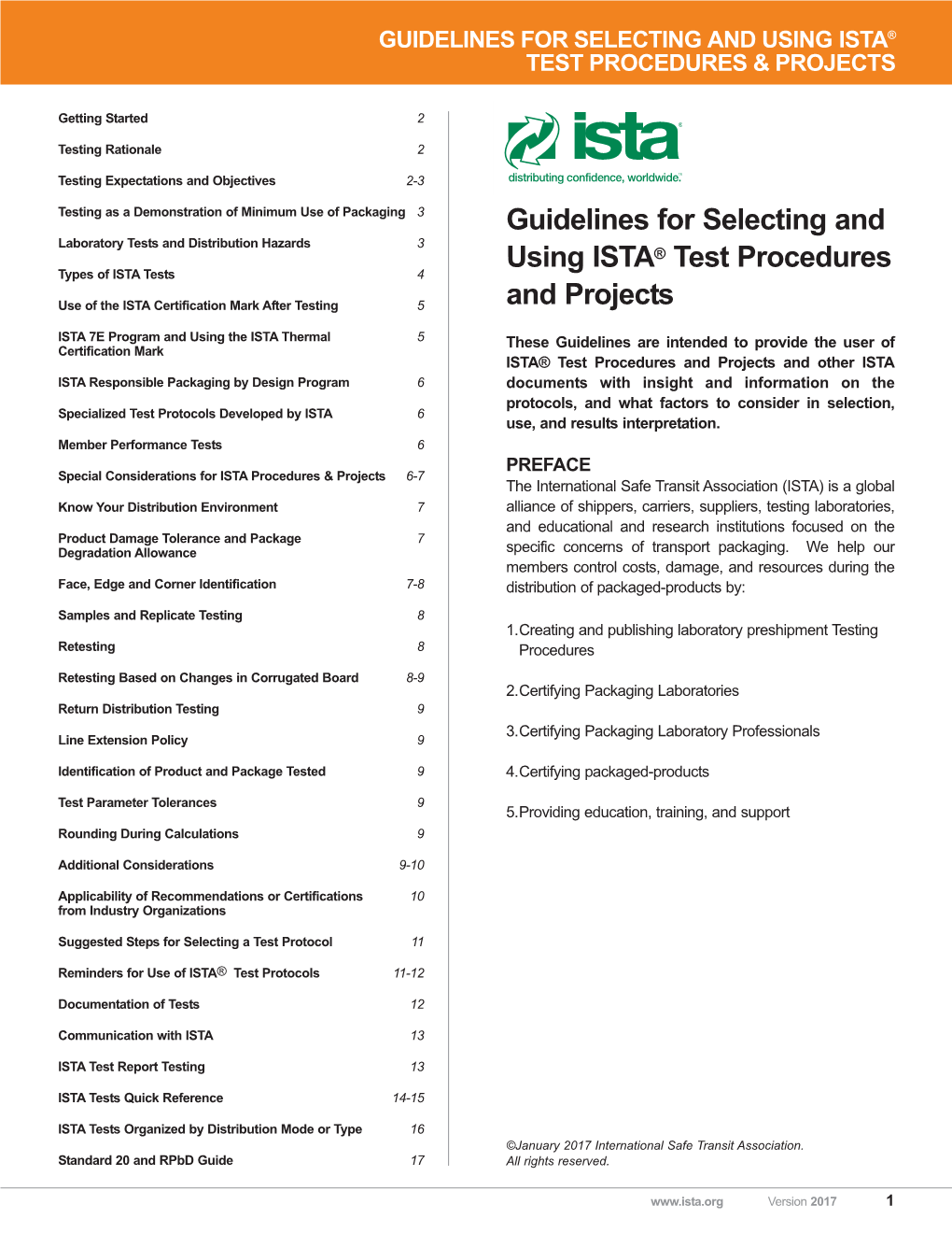 Guidelines for Selecting and Using ISTA® Test Procedures and Projects