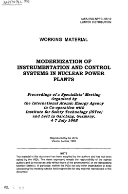 Modernization of Instrumentation and Control Systems in Nuclear Power Plants