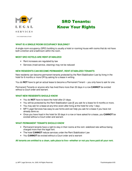 SRO Tenants: Know Your Rights