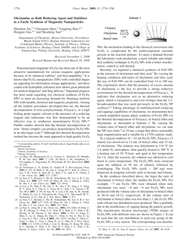 Oleylamine As Both Reducing Agent and Stabilizer in a Facile Synthesis of Magnetite Nanoparticles Zhichuan Xu,†,‡ Chengmin S