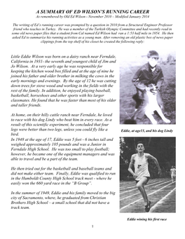 A Summary of Ed Wilson's Running Career