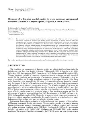 Response of a Degraded Coastal Aquifer to Water Resources Management Scenarios: the Case of Almyros Aquifer, Magnesia, Central Greece