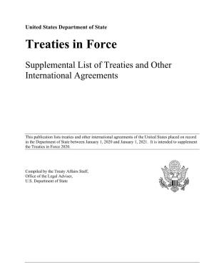 2021 Supplement to Treaties in Force 2020