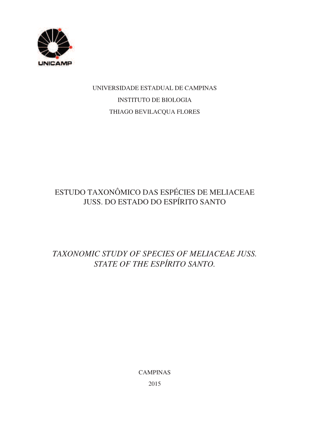 Taxonomic Study of Species of Meliaceae Juss. State of the Espírito Santo