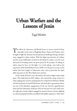 Urban Warfare and the Lessons of Jenin