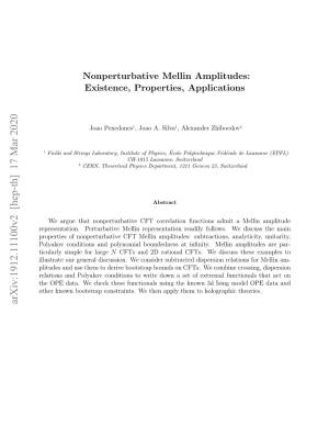 Nonperturbative Mellin Amplitudes: Existence, Properties, Applications