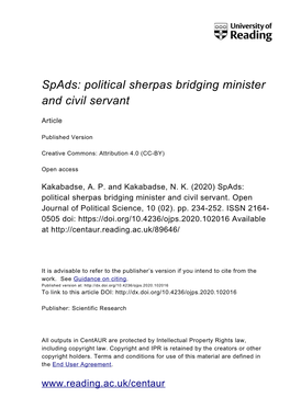 Spads: Political Sherpas Bridging Minister and Civil Servant