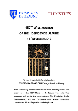 Wine Auction of the Hospices De Beaune