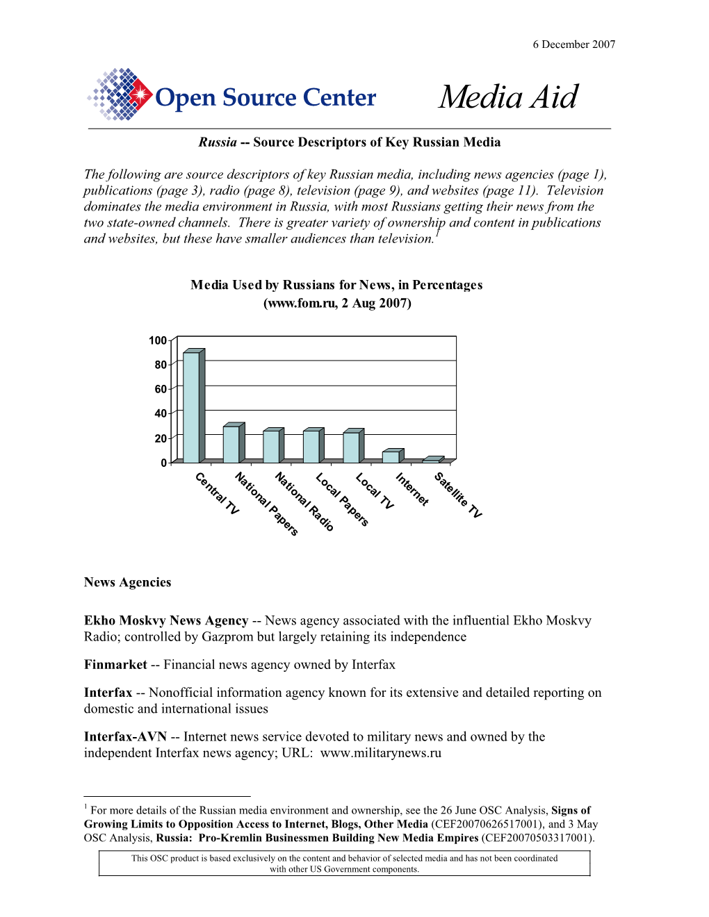 Source Descriptors of Key Russian Media