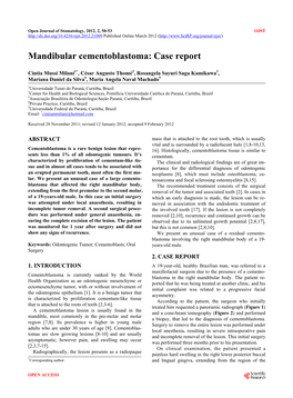 Mandibular Cementoblastoma: Case Report