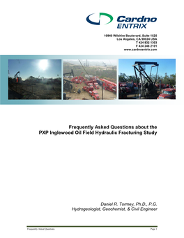 Frequently Asked Questions About the PXP Inglewood Oil Field Hydraulic Fracturing Study