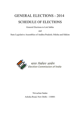 General Elections - 2014 Schedule of Elections