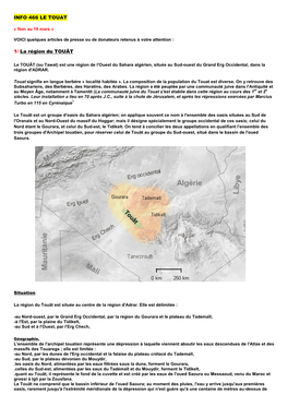 INFO 466 LE TOUAT 1/ La Région Du TOUÂT