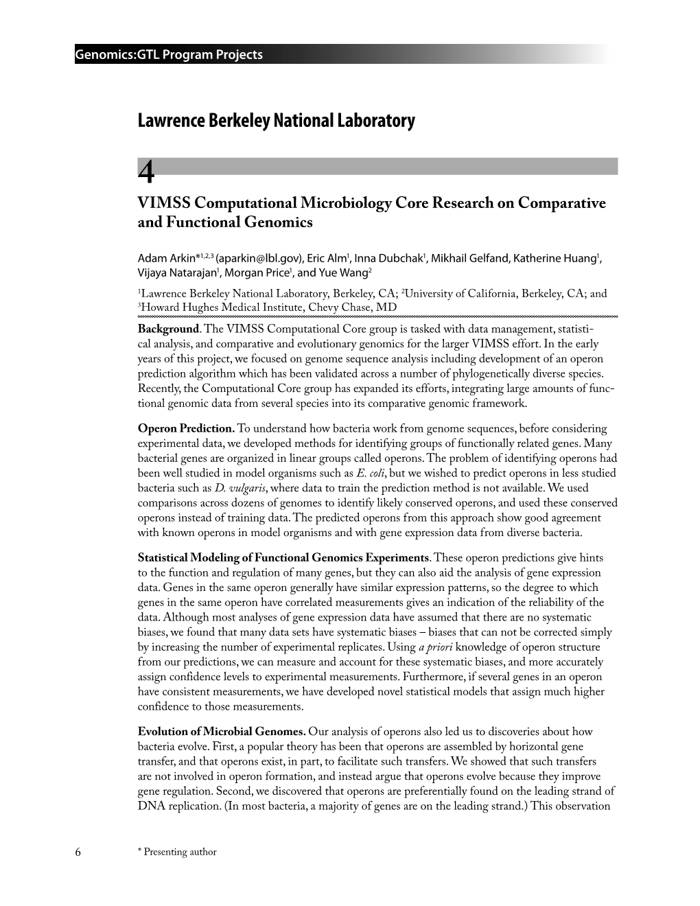 VIMSS Computational Microbiology Core Research on Comparative and Functional Genomics