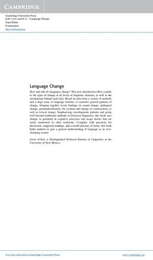 Language Change Joan Bybee Frontmatter More Information