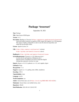 Package 'Tesseract'