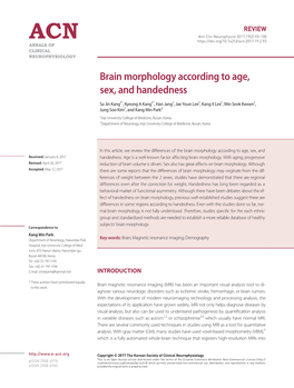 Brain Morphology According to Age, Sex, and Handedness