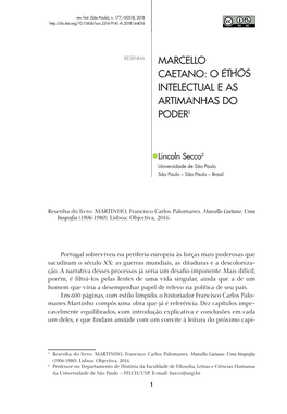 Marcello Caetano: O Ethos Intelectual E As Artimanhas Do Poder1
