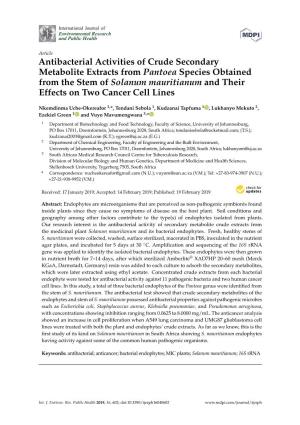 Antibacterial Activities of Crude Secondary Metabolite Extracts From