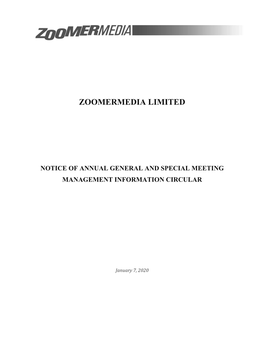 Notice of Annual General and Special Meeting Management Information Circular