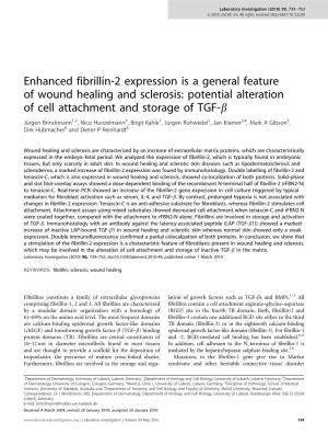 Enhanced Fibrillin-2 Expression Is a General Feature of Wound