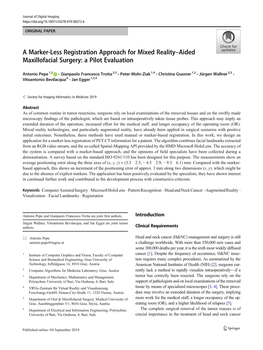 A Marker-Less Registration Approach for Mixed Reality–Aided Maxillofacial Surgery: a Pilot Evaluation