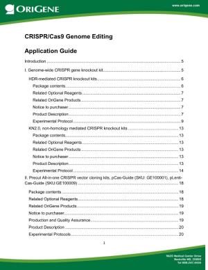 CRISPR/Cas9 Genome Editing Application Guide