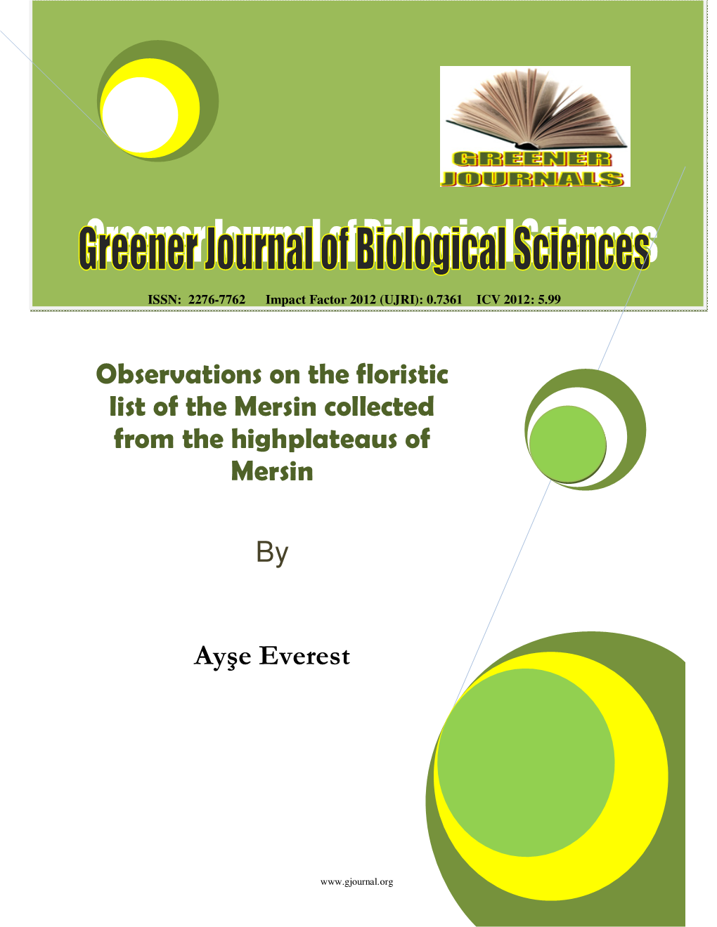 Observations on the Floristic List of the Mersin Collected from the Highplateaus of Mersin