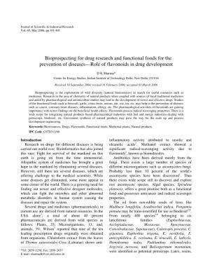 Bioprospecting for Drug Research and Functional Foods for the Prevention of Diseases—Role of Flavonoids in Drug Development
