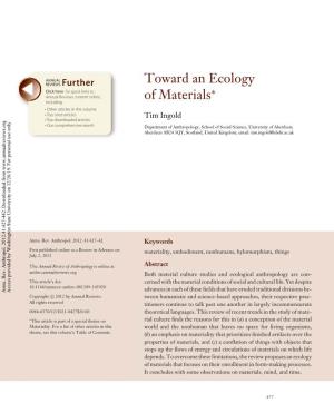 Toward an Ecology of Materials∗