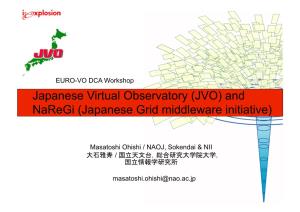 Japanese Virtual Observatory (JVO) and Naregi (Japanese Grid Middleware Initiative)