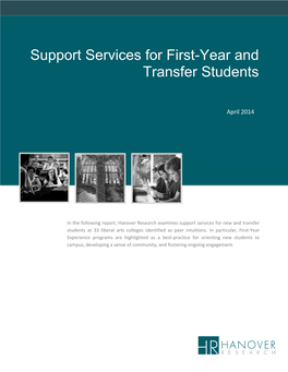 Support Services for First-Year and Transfer Students