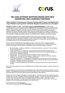 Nelvana Extends Shopkins Brand with New Marketing and Licensing Partners