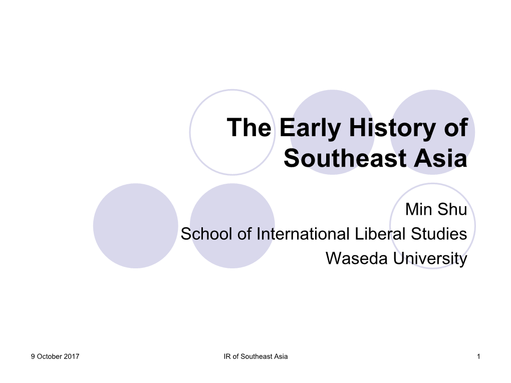 The Early History of Southeast Asia