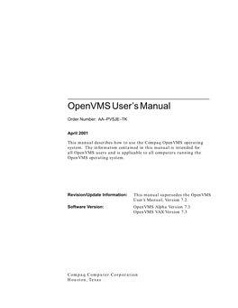 Openvms User's Manual