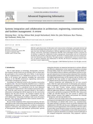 Systems Integration and Collaboration in Architecture, Engineering, Construction, and Facilities Management: a Review