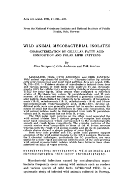 Wild Animal Mycobacterial Isolates Characterization by Cellular Fatty Acid Composition and Polar Lipid Patterns